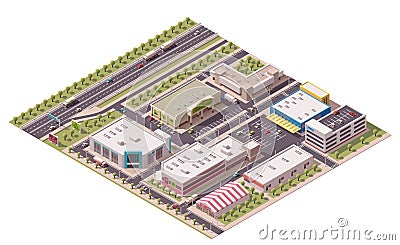 Vector isometric shopping district Vector Illustration
