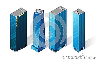 Vector isometric skyscrapers icons. Vector Illustration