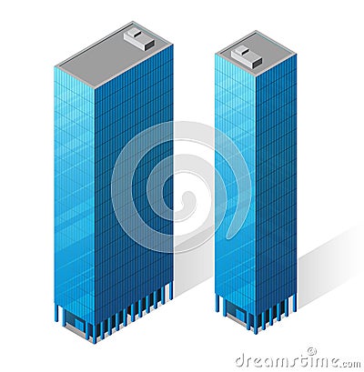 Vector isometric skyscrapers icons. Vector Illustration