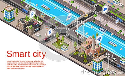 Vector isometric smart city concept Vector Illustration