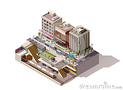 Vector isometric subway station cross section Vector Illustration