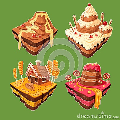 Vector isometric sweet islands Vector Illustration