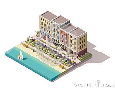 Vector isometric town street Vector Illustration