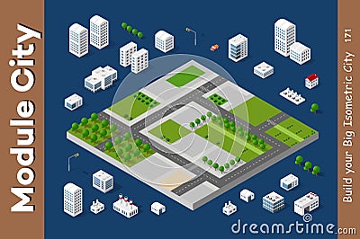 Vector isometric urban architecture Vector Illustration