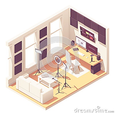 Vector isometric video blogger studio Vector Illustration