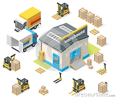 Vector isometric warehouse Vector Illustration