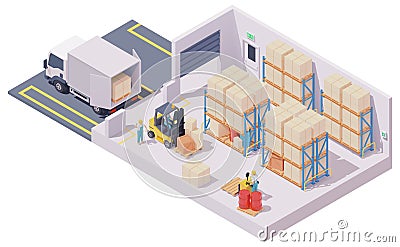 Vector isometric warehouse interior Vector Illustration