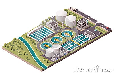 Vector isometric water treatment plant Vector Illustration