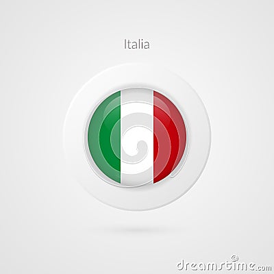 Vector Italian flag sign. Italy circle symbol. European country illustration icon for travel, advertisement, logo, web Vector Illustration