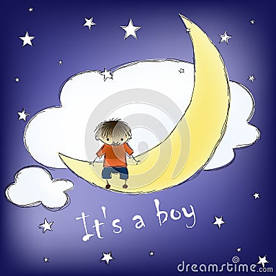 Its a boy card Vector Illustration