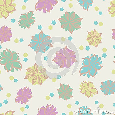 Vector ivory cute hand drawing look floral seamless pattern background Vector Illustration