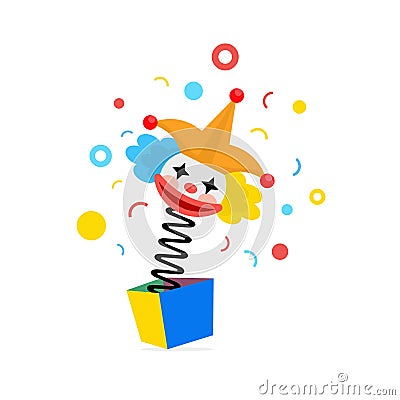 Vector of a jack-in-a-box of a clown with smiley face Vector Illustration