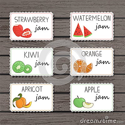 Vector jam labels in cartoon style Vector Illustration