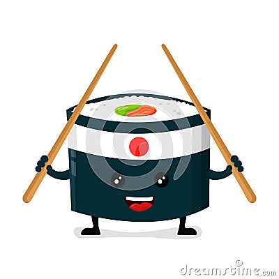 Vector japan ninja sushi with chinese sticks Vector Illustration