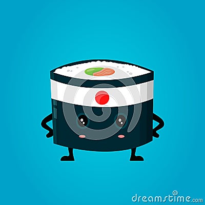 Vector japan ninja sushi flat design Vector Illustration