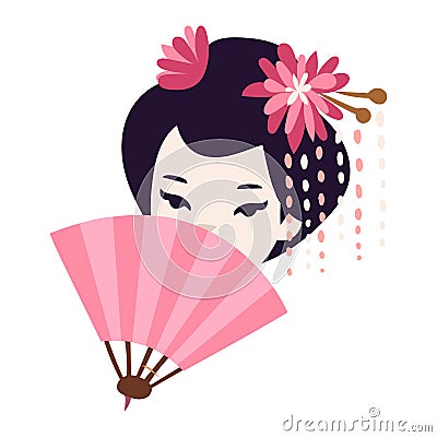 Vector japanese geisha girl Vector Illustration