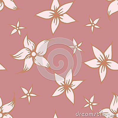 Vector Jasminum Florals on Antique Pink seamless pattern background. Vector Illustration