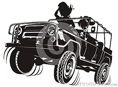 Vector jeep detailed silhouette Vector Illustration