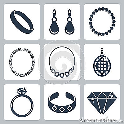 Vector jewelry icons set Vector Illustration