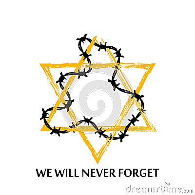 Vector Jewish star with barbed wire. Vector Illustration