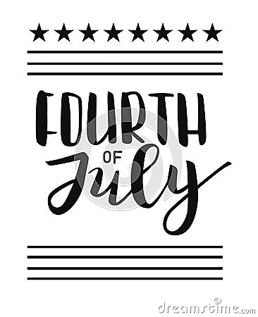 Vector 4 july Us independence lettering. Stars and stripes background Vector Illustration