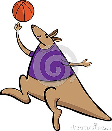 Vector kangaroo basketball sport mascot cartoon illustration. Suitable for logo and posters. Vector Illustration