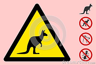 Vector Kangaroo Warning Triangle Sign Icon Stock Photo