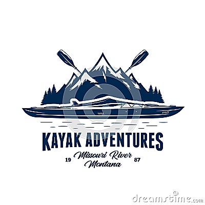 Vector kayak adventures badge Vector Illustration