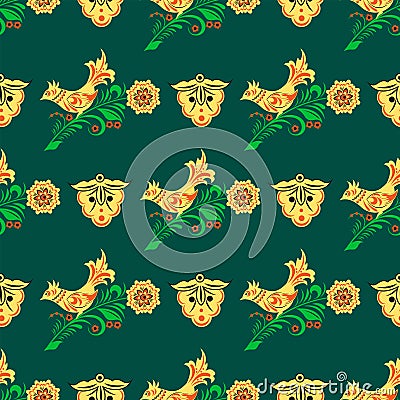 Vector khokhloma seamless pattern traditional Russia drawn illustration ethnic ornament painting illustration Vector Illustration