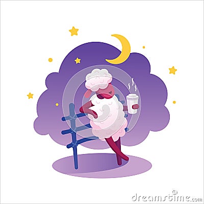 Vector kids illustration of relaxing dream sheep Vector Illustration