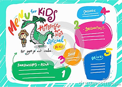 Vector kids menu template. Vector Illustration