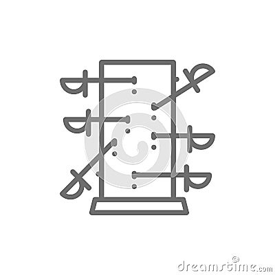 Knife throwing board, magic line icon. Vector Illustration