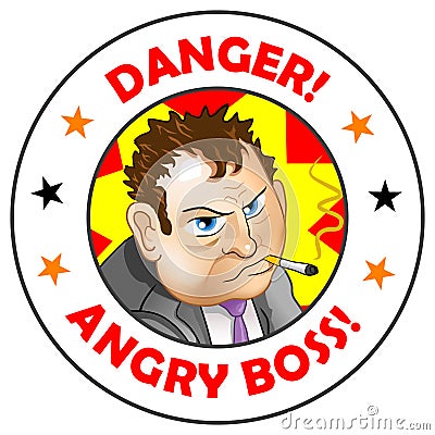 Vector Label Angry Boss! Vector Illustration