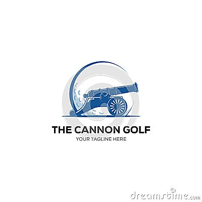 Vector label of golf. Logo of golf with cannon symbol. Vector illustration Vector Illustration