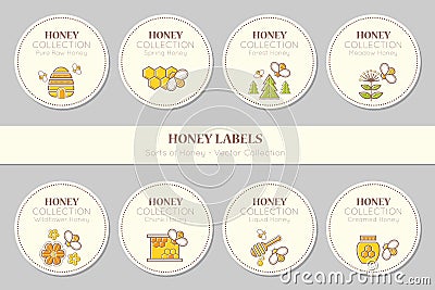 Vector label template design - natural honey collection Vector Illustration