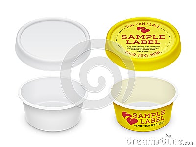 Vector labeled empty open round container Vector Illustration