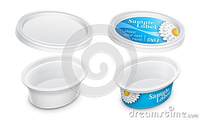 Vector labeled oval empty container. Packaging template illustration. Vector Illustration