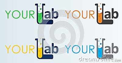 Vector Laboratory Logo Template. Set of abstract color lab logotype. Laboratory, chemical, medical test icon.Colorful modern desig Vector Illustration