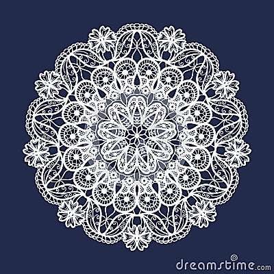 Vector lace round pattern. Mandala with ornamental flowers. Decorative element for design and fashion Vector Illustration