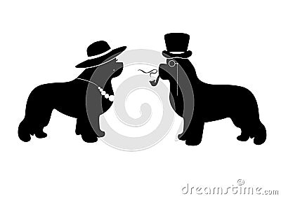 Vector Lady and Gentleman illustration with newfoundland dogs (for example as a WC signs) Vector Illustration