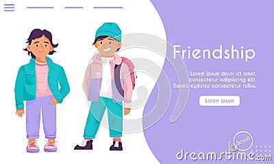 Vector landing page of Friendship concept. Friends or brothers Vector Illustration