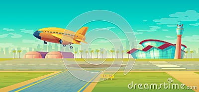 Vector landing strip for airplanes, plane takeoff Vector Illustration