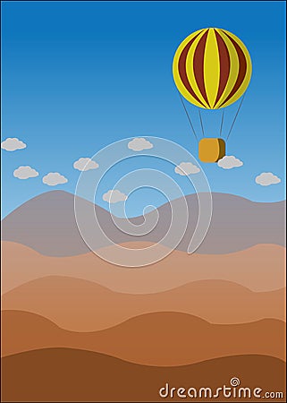 Vector landscape with balloon Vector Illustration