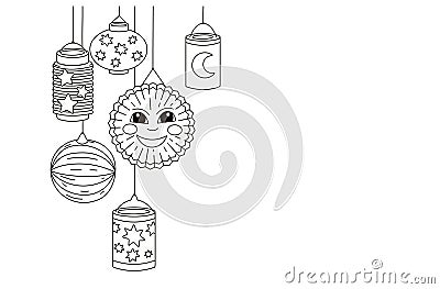 Vector Lanterns composition for saint martin day traditional in Germany Vector Illustration