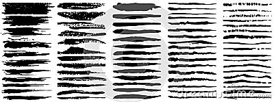 Vector large set of grunge ink brush strokes. Black artistic paint, hand drawn. Dry Brush Stroke elements collection Vector Illustration