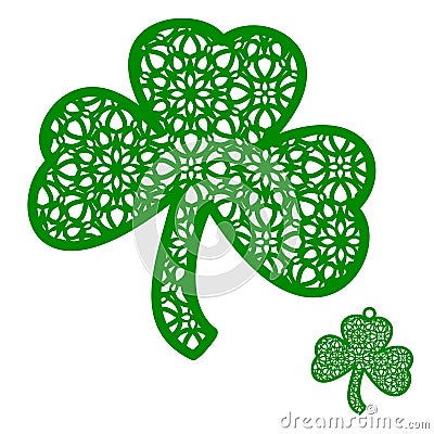 Vector Laser cutting element ornamental Shamrock. Openwork clove Vector Illustration