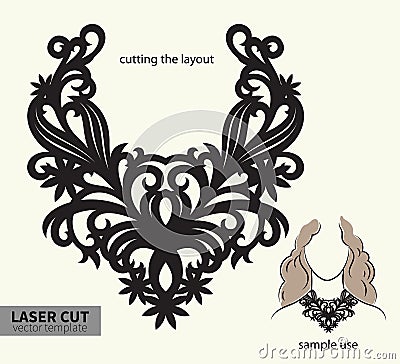 Vector laser cutting necklace. Vector Illustration