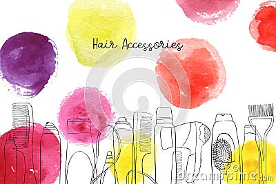 Vector layout with hair accessories Vector Illustration