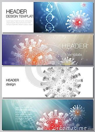 Vector layout of headers, banner design template for website footer, horizontal flyer, website header backgrounds. 3d Vector Illustration