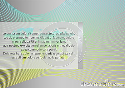Vector layout in A4 size. Abstract wave pattern. World Map with text for business, sample, template Vector Illustration